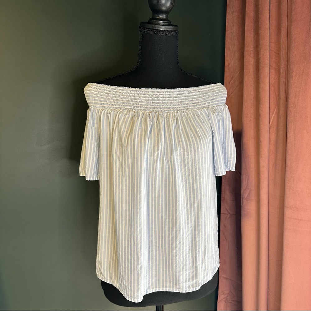 Vineyard Vine Off-Shoulder Striped Top - Light Blue